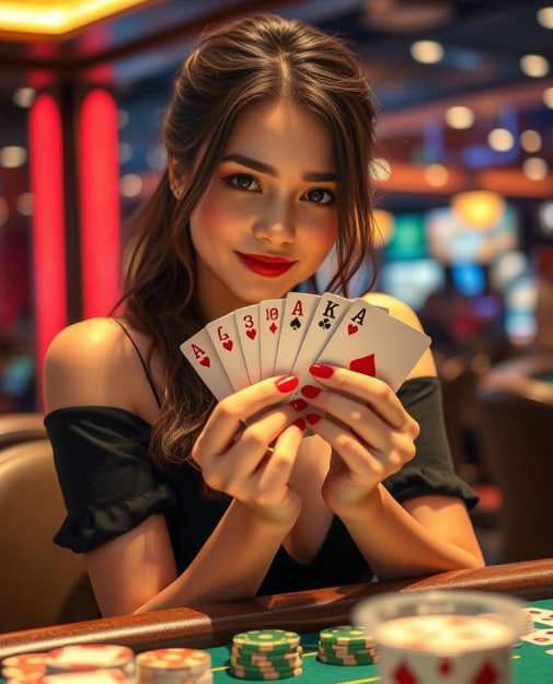 Baccarat Live Casino table real dealer ကတ်ဖျန်းနေသောပုံ